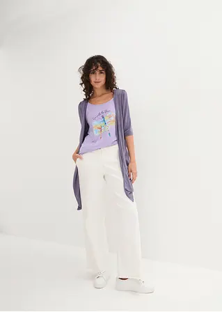 Bonprix Bedrucktes 2 In 1 Shirt Aus Fließender Viskose - Lila