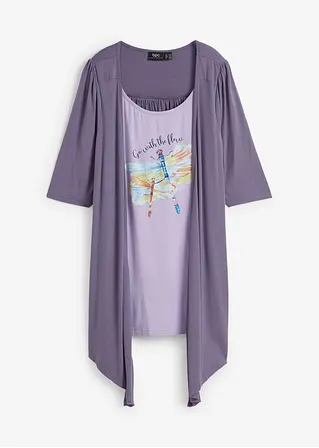 bonprix Bedrucktes 2 in 1 Shirt aus fließender Viskose - lila