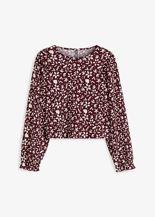bonprix Bedrucktes Langarmshirt mit Puffärmeln - rot - Damen