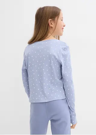 Bonprix Bedrucktes Mädchen Langarmshirt Aus Rippe - Blau