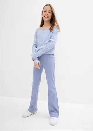 Bonprix Bedrucktes Mädchen Langarmshirt Aus Rippe - Blau