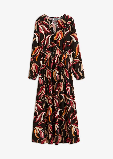 bonprix bedrucktes Maxikleid aus fließender Viskose - schwarz regular