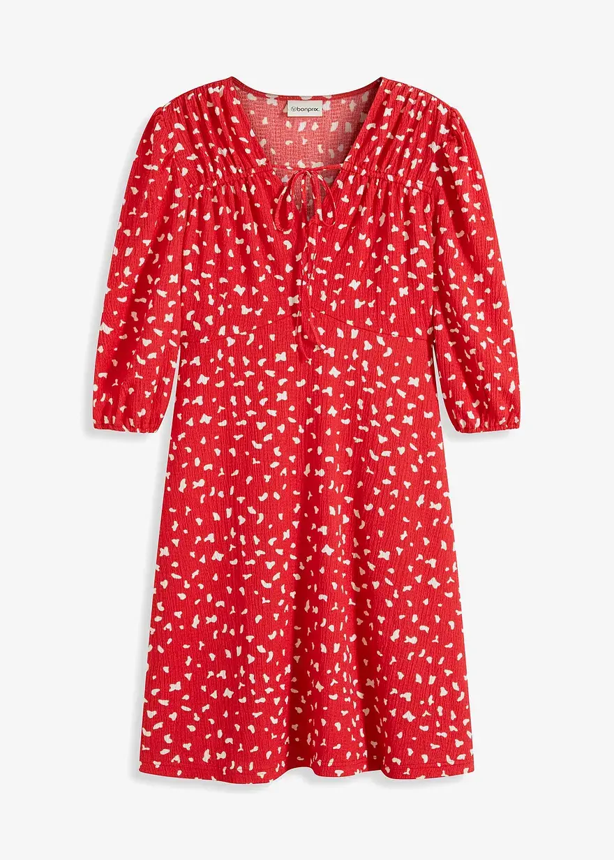 bonprix bedrucktes Midikleid aus modischem Crepe-Jersey. - rot