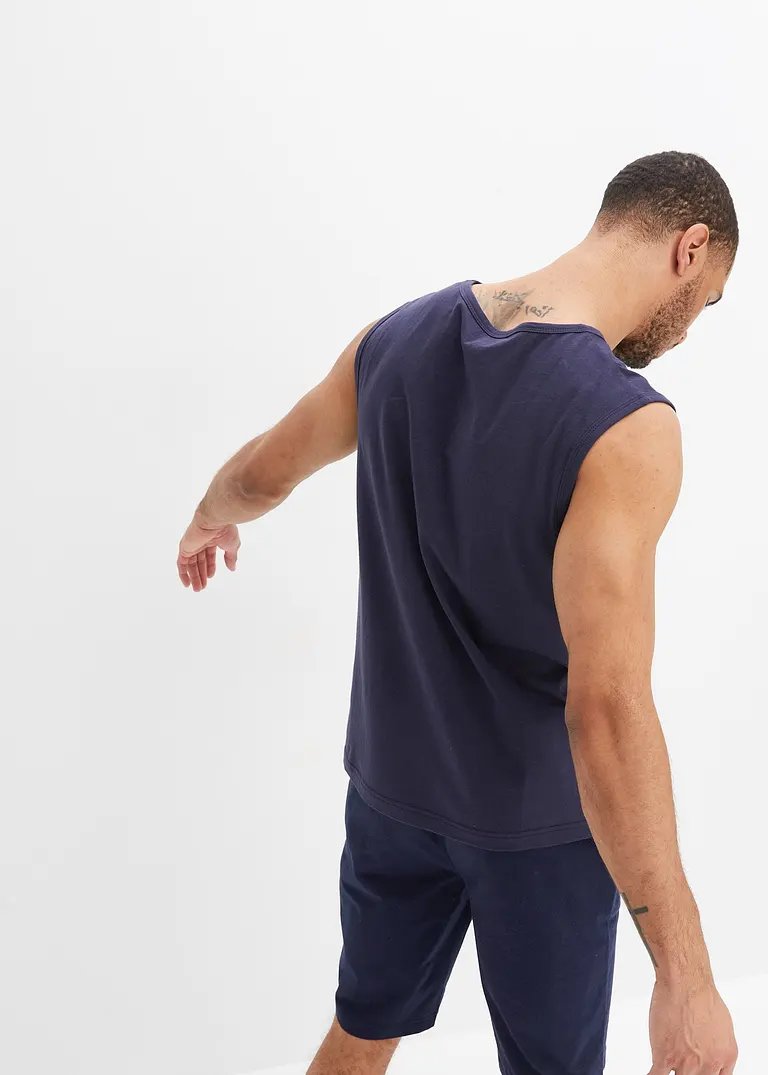 Bonprix Bedrucktes Muskelshirt Mit Rundhalsausschnitt - Blau