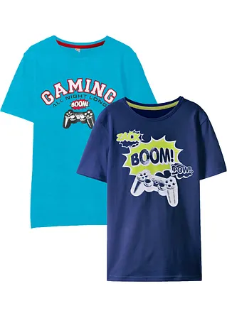 bonprix Bedrucktes T-Shirt im praktischen 2er-Pack - Kinder