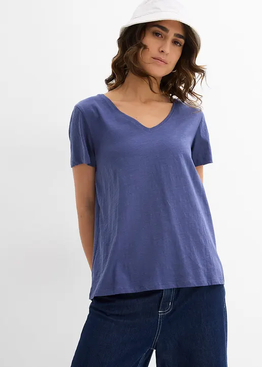 Bonprix Bedrucktes T-Shirt In Lockerer Schnittform - Blau