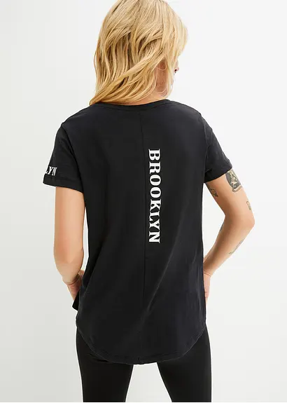 Bonprix Bedrucktes T-Shirt In Lockerer Schnittform - Schwarz