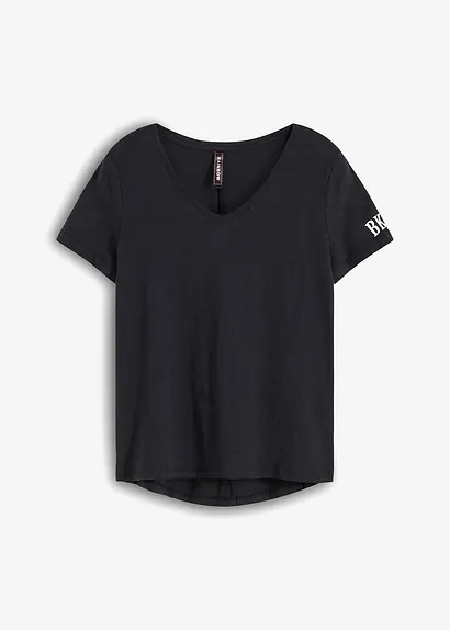 bonprix Bedrucktes T-Shirt in lockerer Schnittform - schwarz