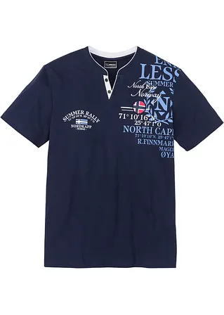 bonprix Bedrucktes T-Shirt mit Verzierungen - blau - Herren