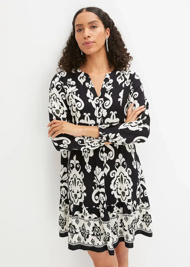 Bonprix Bedrucktes Tunika-Kleid Aus Nachhaltiger Viskose Mit Schönem Muster
