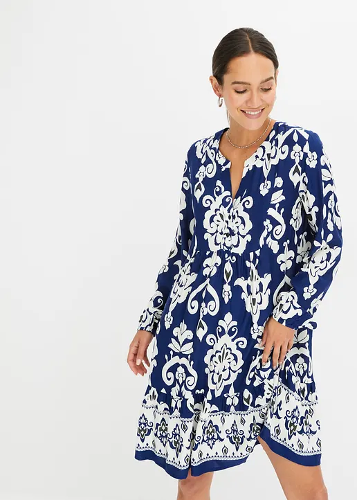Bonprix Bedrucktes Tunika-Kleid Aus Nachhaltiger Viskose Mit Schönem Muster