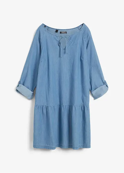 bonprix Bequem geschnittene Denim-Tunika mit süßem Ausschnittdetail