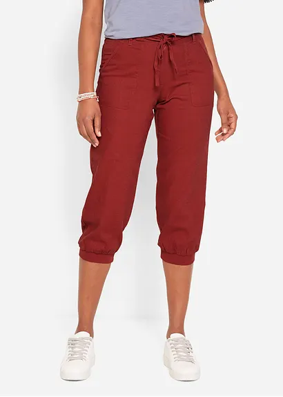 Bonprix Bequem-geschnittene Hose Mit Leinen Und Rippbündchen Loose-Fit