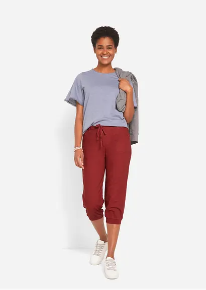 Bonprix Bequem-geschnittene Hose Mit Leinen Und Rippbündchen Loose-Fit