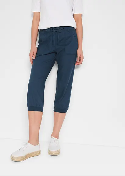 Bonprix Bequem-geschnittene Hose Mit Leinen Und Rippbündchen Loose-Fit