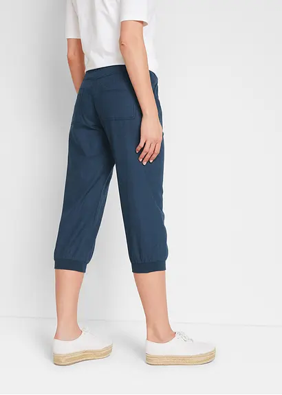 Bonprix Bequem-geschnittene Hose Mit Leinen Und Rippbündchen Loose-Fit