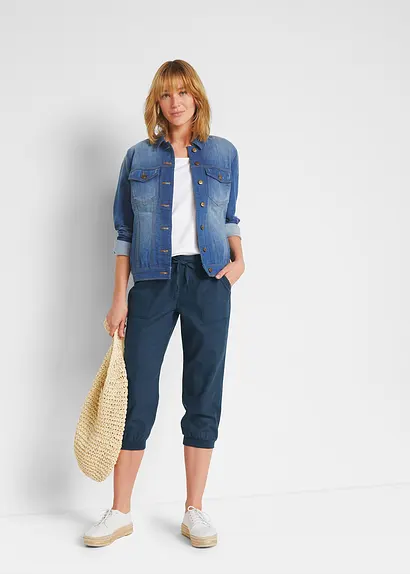 Bonprix Bequem-geschnittene Hose Mit Leinen Und Rippbündchen Loose-Fit