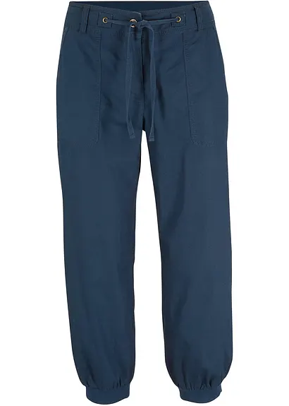 bonprix Bequem-geschnittene Hose mit Leinen und Rippbündchen Loose-Fit