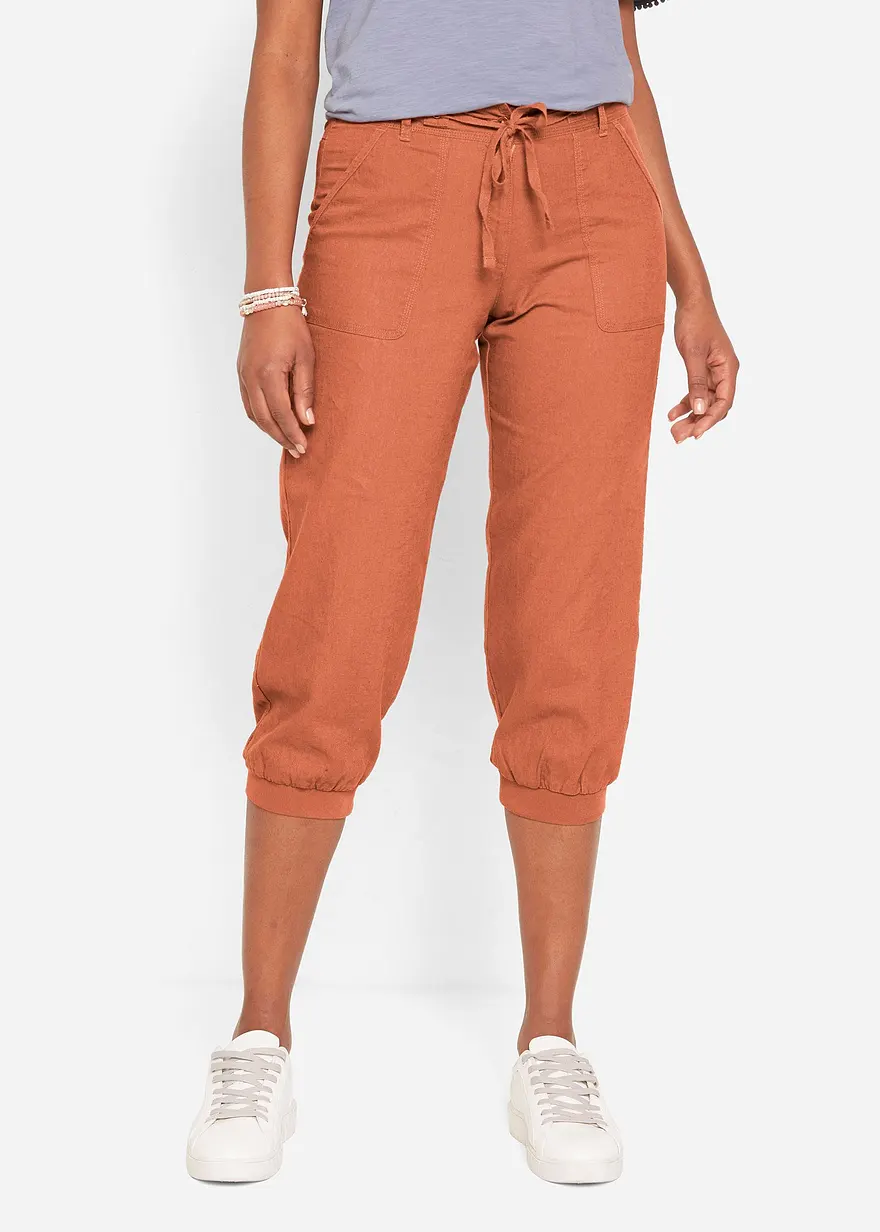 Bonprix Bequem-geschnittene Hose Mit Leinen Und Rippbündchen Loose-Fit