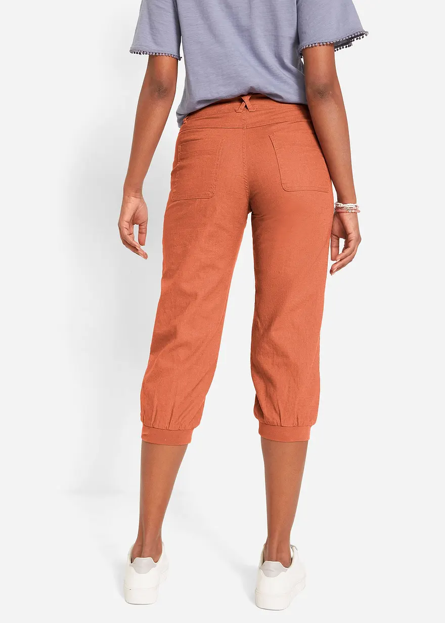 Bonprix Bequem-geschnittene Hose Mit Leinen Und Rippbündchen Loose-Fit