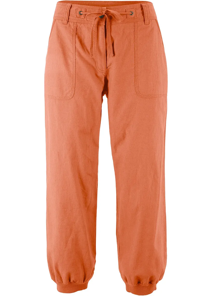 bonprix Bequem-geschnittene Hose mit Leinen und Rippbündchen Loose-Fit