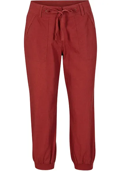 bonprix Bequem-geschnittene Hose mit Leinen und Rippbündchen Loose-Fit
