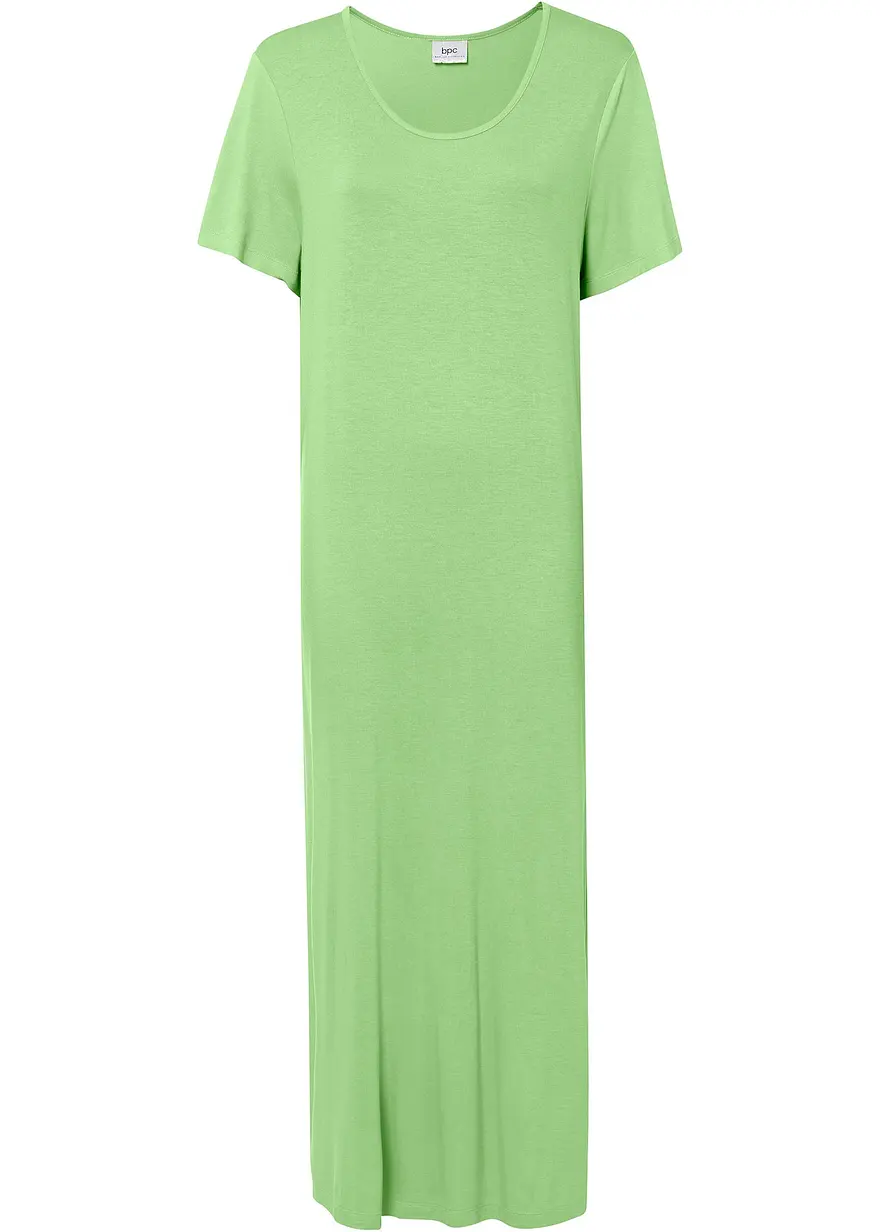 bonprix Bequem geschnittenes Shirt-Kleid mit Schlitz in Maxi-Länge - grün