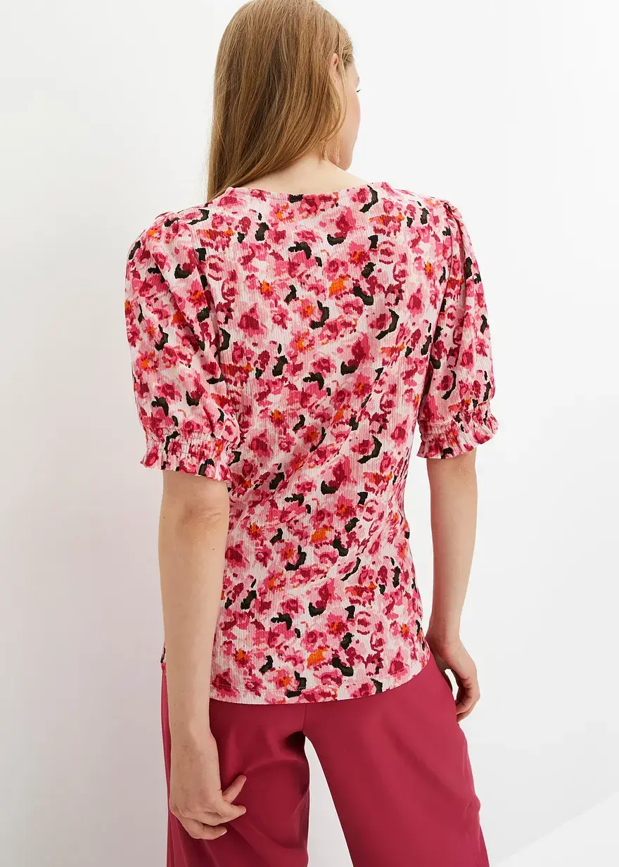 Bonprix Bequem Geschnittenes Shirt Mit Umspielenden Pufferärmeln - Rosa