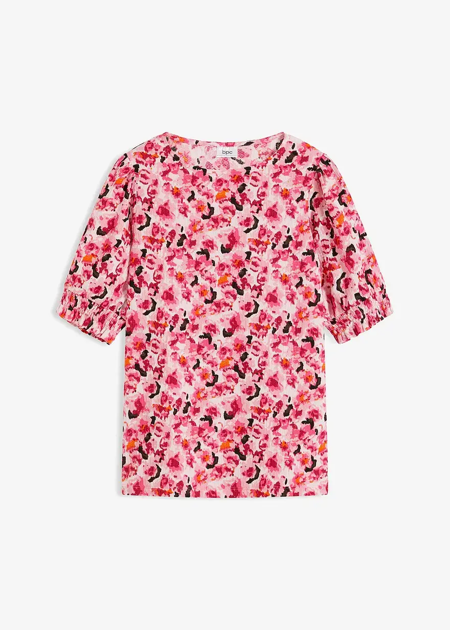 bonprix Bequem geschnittenes Shirt mit umspielenden Pufferärmeln - rosa