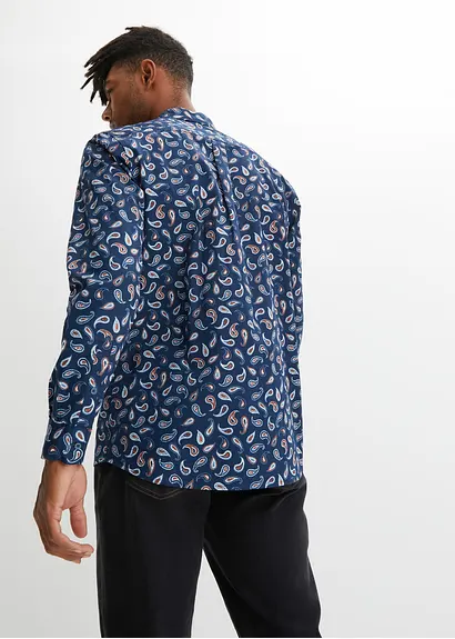 Bonprix Bequem Weit Geschnittenes Langarmhemd Mit Button-Down-Kragen In Modischem Paisley-Muster