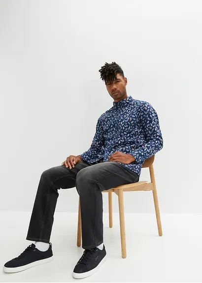 Bonprix Bequem Weit Geschnittenes Langarmhemd Mit Button-Down-Kragen In Modischem Paisley-Muster