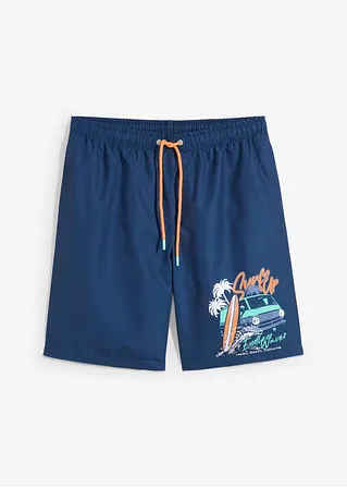 bonprix Bequeme Badeshorts mit dekorativem Druck - blau