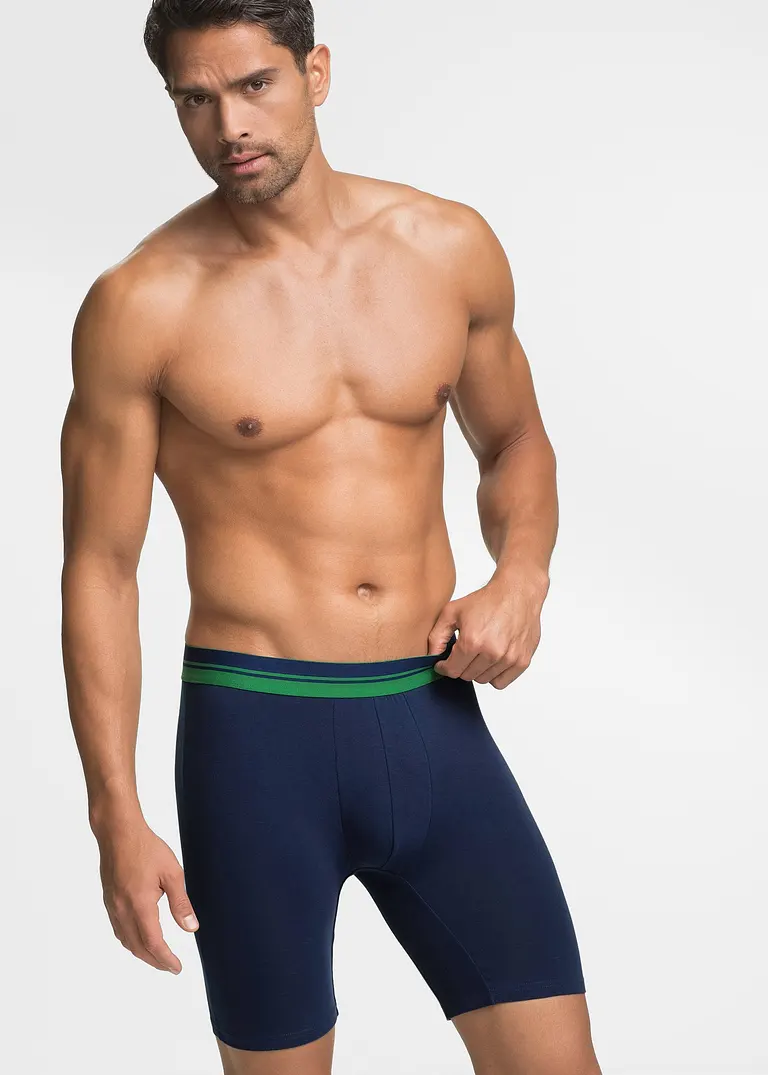 Bonprix Bequeme Boxershorts In Figurnaher Passform Mit Langem Bein Und Einem Gestreiftem Elastischen Bund