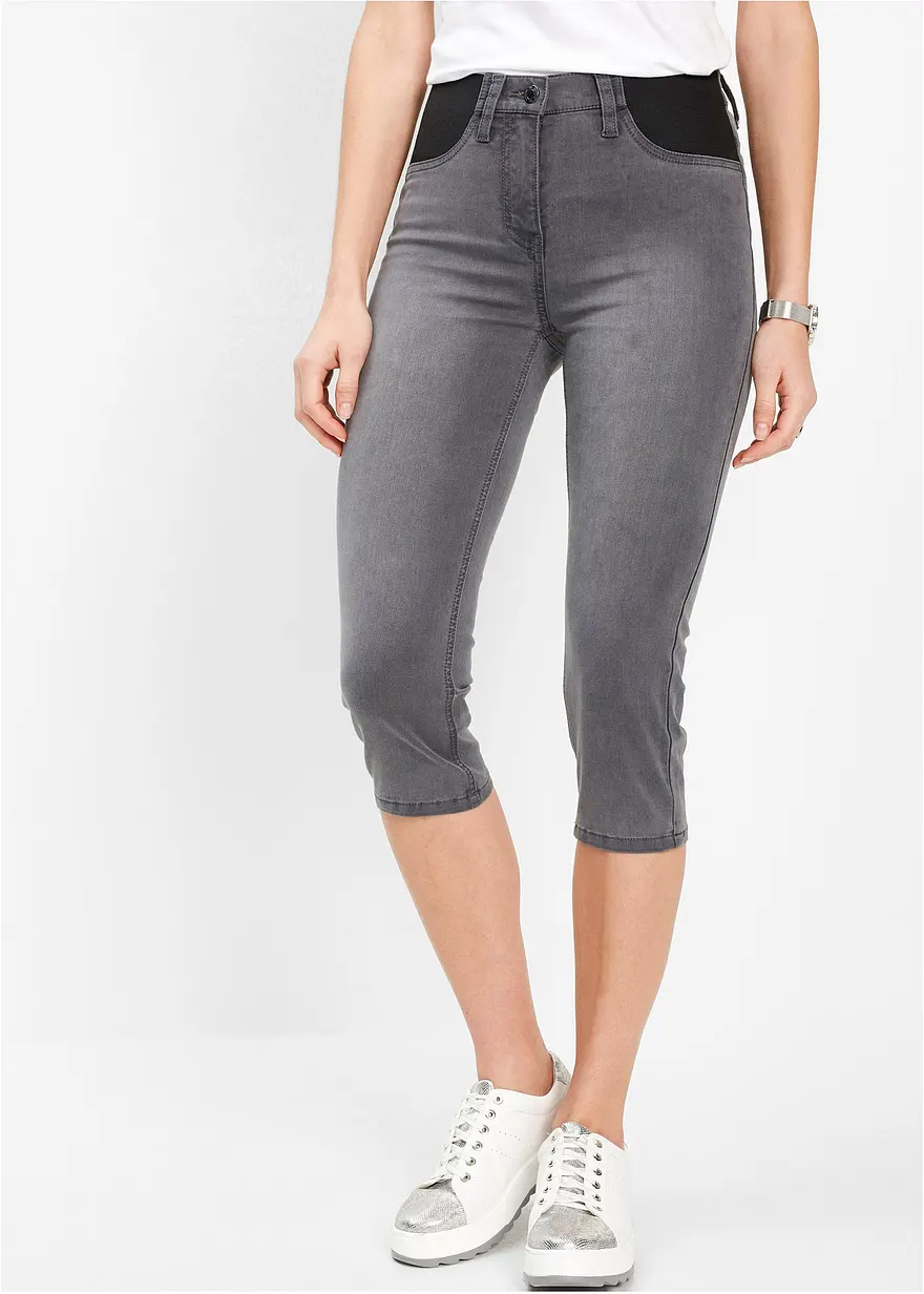 Bonprix Bequeme Capri-Jeans Für Den Alltag - Grau - Damen