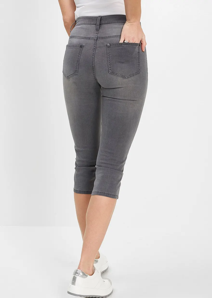 Bonprix Bequeme Capri-Jeans Für Den Alltag - Grau - Damen