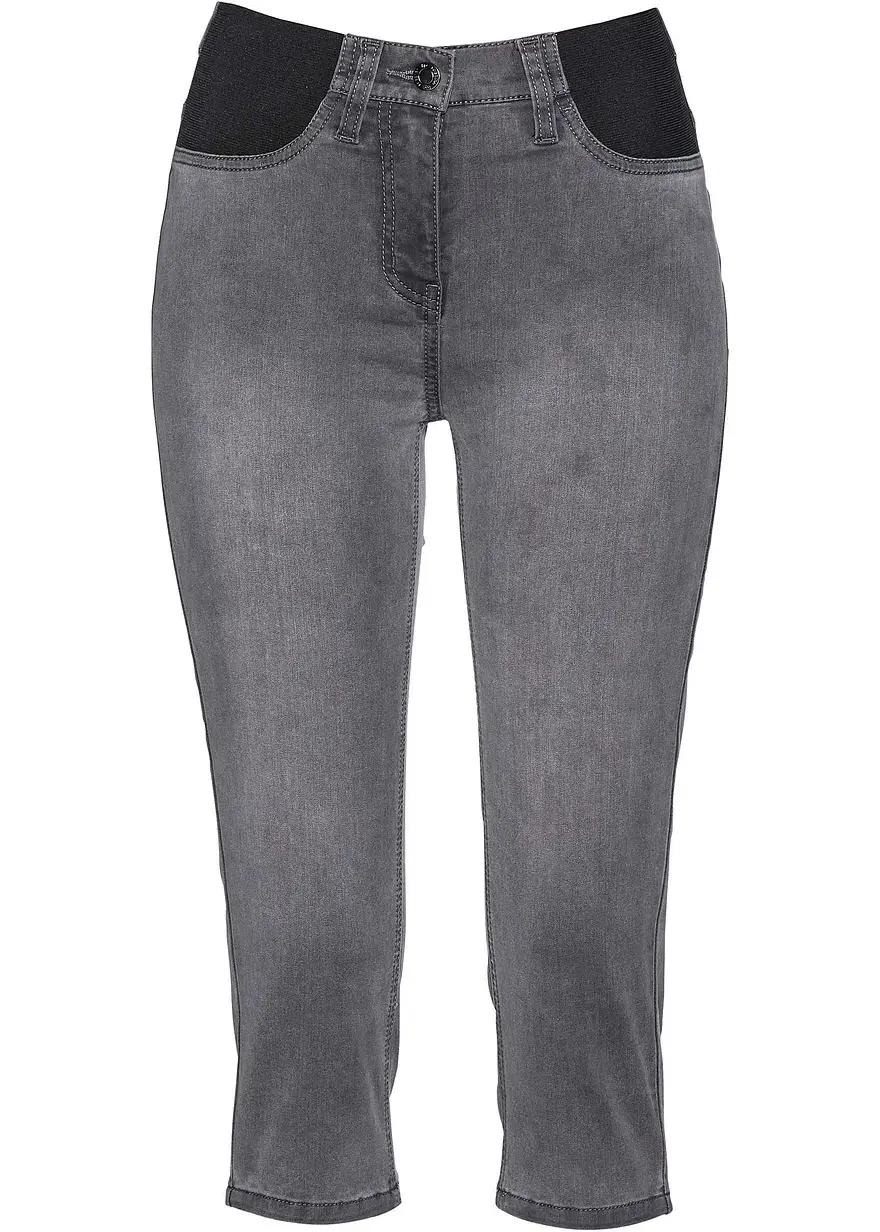 bonprix Bequeme Capri-Jeans für den Alltag - grau - Damen