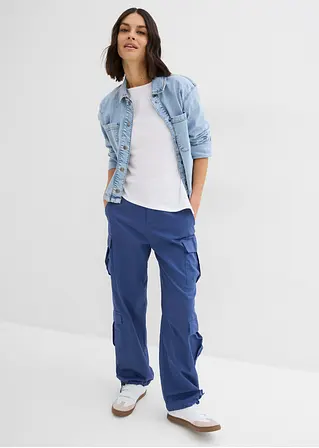 Bonprix Bequeme Cargo-Hose Mit Seitlichen Taschen Und Bindedetail Am Saum