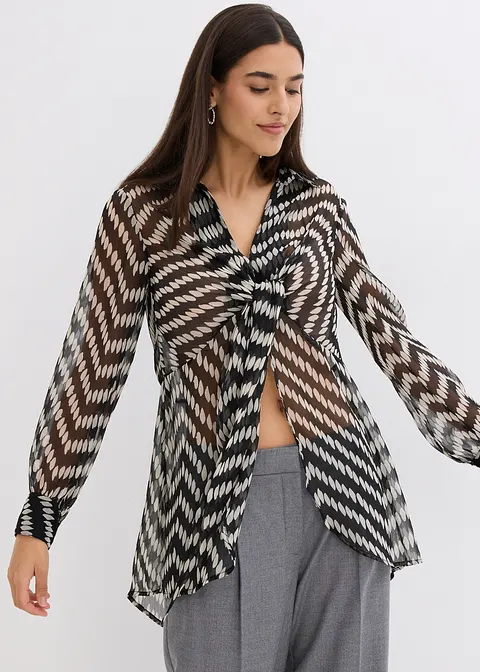 Bonprix Bequeme Chasuble Mit Bindeband - Schwarz - Damen