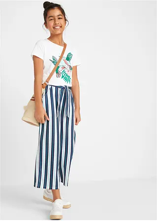 Bonprix Bequeme Hose Für Mädchen Mit Bindegürtel - Blau