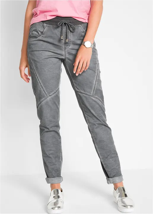 Bonprix Bequeme Hose In Lässiger Optik Mit Rippbund Und Bindeband - Damen