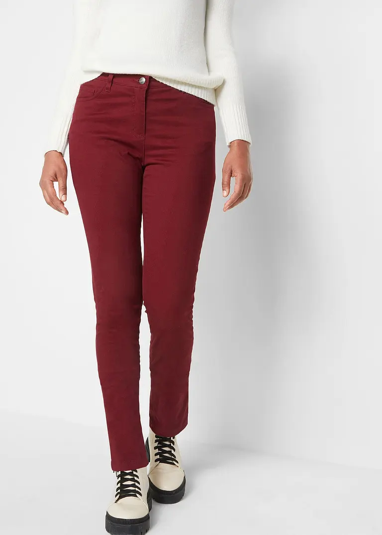 Bonprix Bequeme Hose Mit Baumwolle Und Gerade Geschnittenen Beinen - Rot