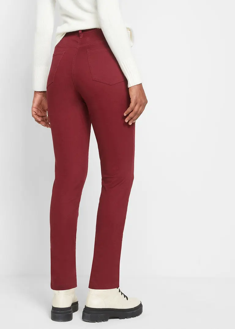 Bonprix Bequeme Hose Mit Baumwolle Und Gerade Geschnittenen Beinen - Rot
