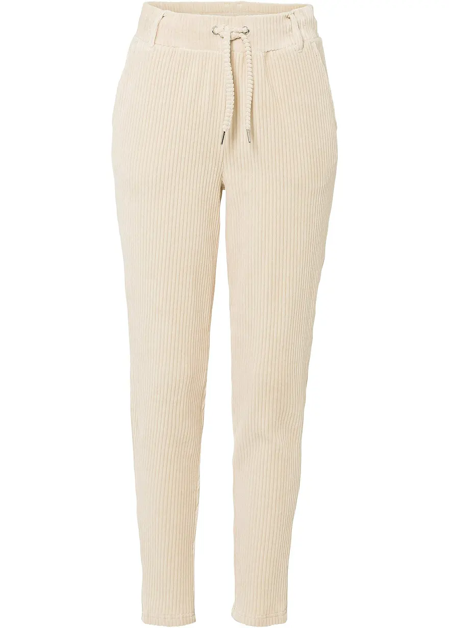 bonprix Bequeme Hose mit Bindeband und Taschen - beige - Damen