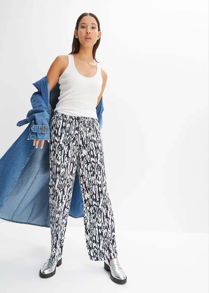 Bonprix Bequeme Hose Mit Elastischem Bündchen - Blau - Damen