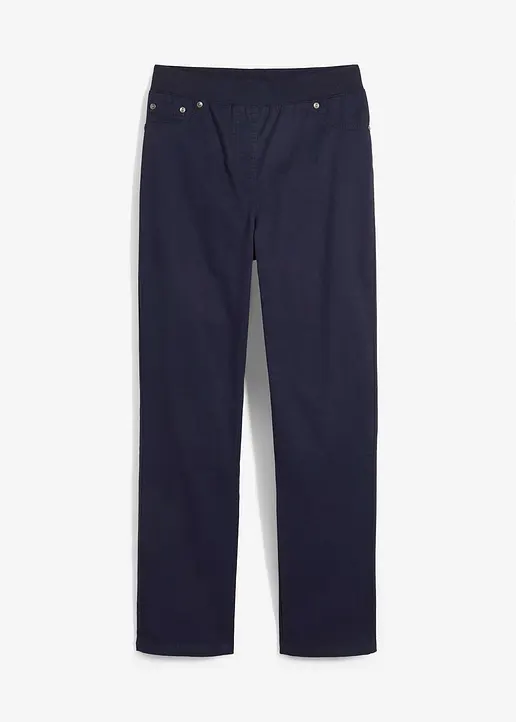 bonprix Bequeme Hose mit geradem Bein Rippbund und Nieten - blau - Damen