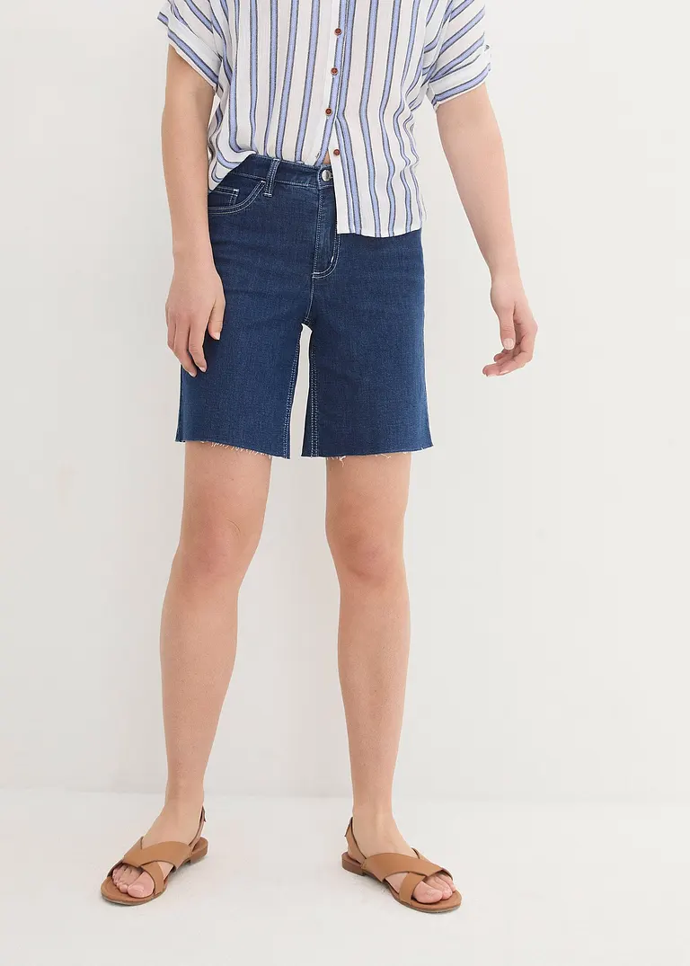 Bonprix Bequeme Jeans-Bermuda Mit Stretch - Blau - Damen