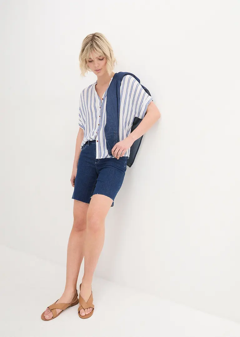 Bonprix Bequeme Jeans-Bermuda Mit Stretch - Blau - Damen