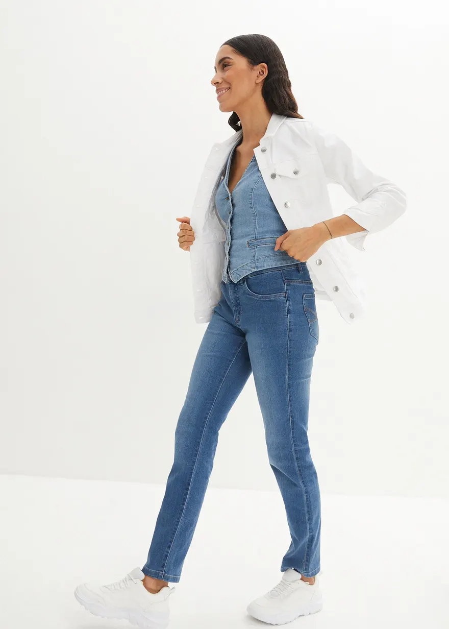 Bonprix Bequeme Komfort-Stretch-Jeans Straight - Blau Petite