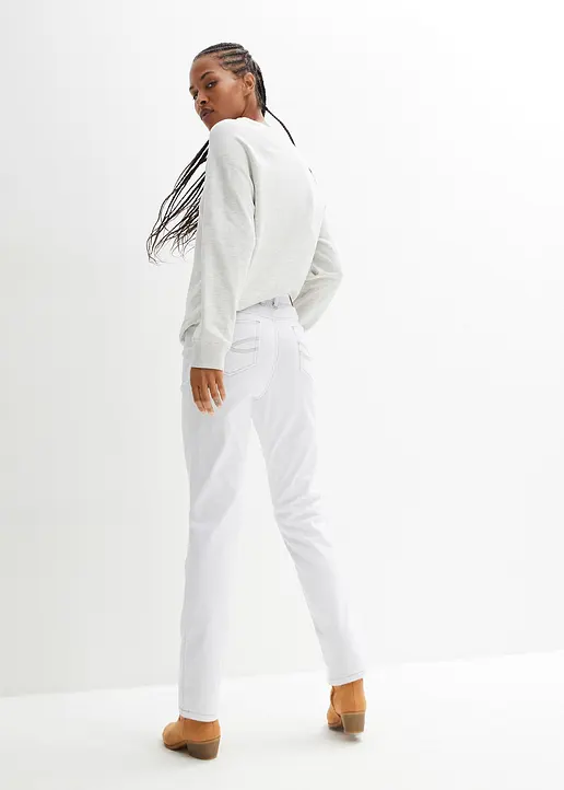 Bonprix Bequeme Komfort-Stretch-Jeans Straight - Weiß Petite
