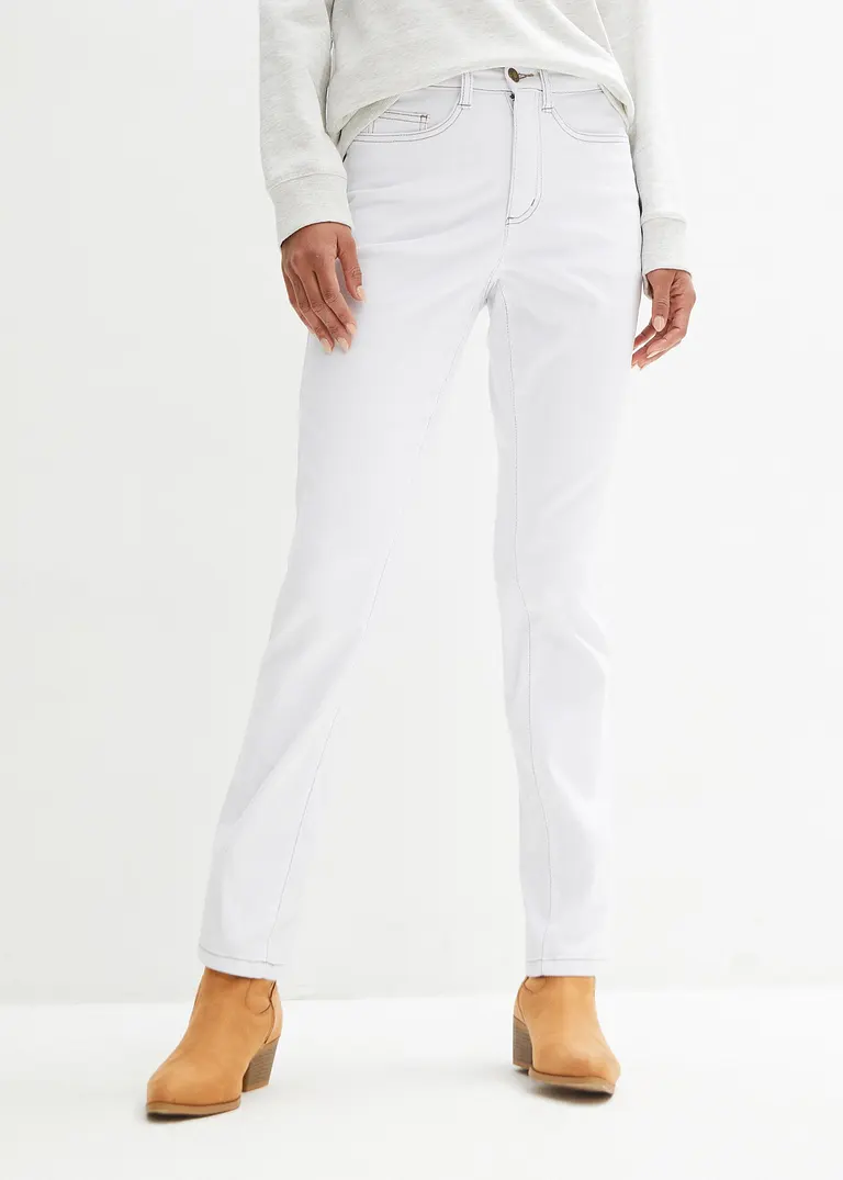 Bonprix Bequeme Komfort-Stretch-Jeans Straight - Weiß Regular